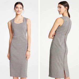 Ann Taylor Houndstooth Square Neck Sheath Dress